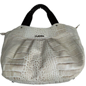 Furla Cream Crocodile-Embossed Crossbody Bag